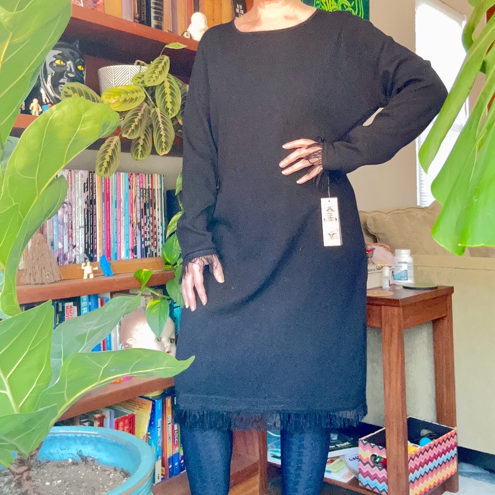 Nanette Lepore Black Dress with Fringe Trim